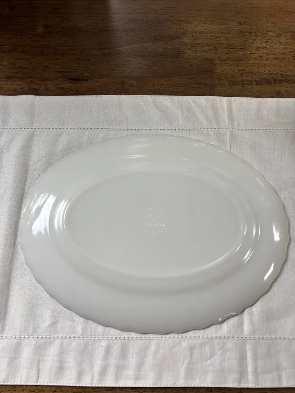 Vintage Anchor Hocking Milk Glass Serving Platter with Gold Rim